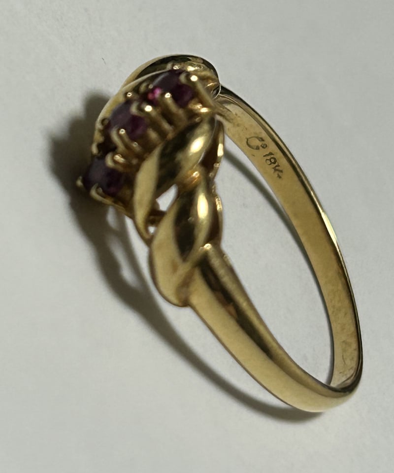 90年代K14ゴールドジュエリールビーリング〉90年代K14(海外製18K刻印