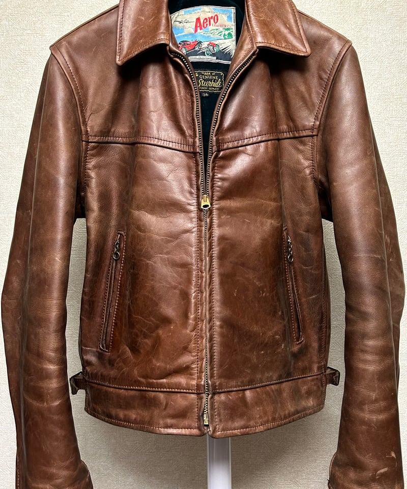 r*c様 Aero Leather ビンテージ　 牛革ジャケット サイズ34 ヴィンテージ年代希少モデルエアロレザー〉オールド80-90,s AERO