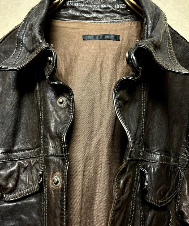 オールド年代上野商会ウォッシャブルレザーシャツ〉上野商会Luva Tram