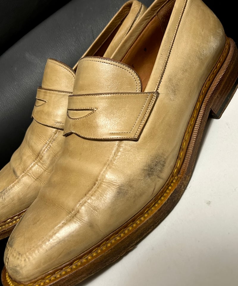 イタリア製【極美品】SANTONI コインローファー キャメル UK5.5E SALE｜SANTONI サントーニ / アンティークドレザーペニー