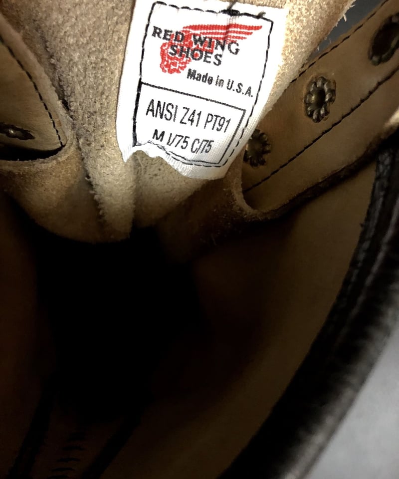 枯渇U.S.ラフアウトレザーPT91〉90年代U.S.A.製RED WING RW-821