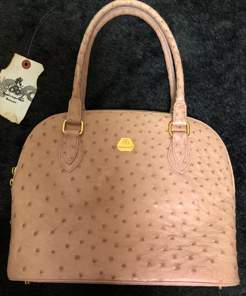 ⭐︎希少品⭐︎ オーストリッチ 駝鳥 ハンドバッグ 巾着型 ゴールド 