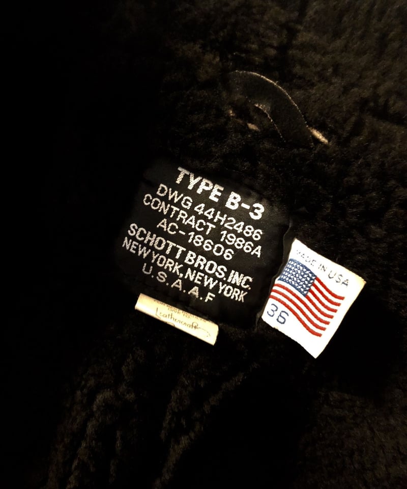 希少86年製Schott B-3〉U.S.A.A.F.公認86年製Schott Type B