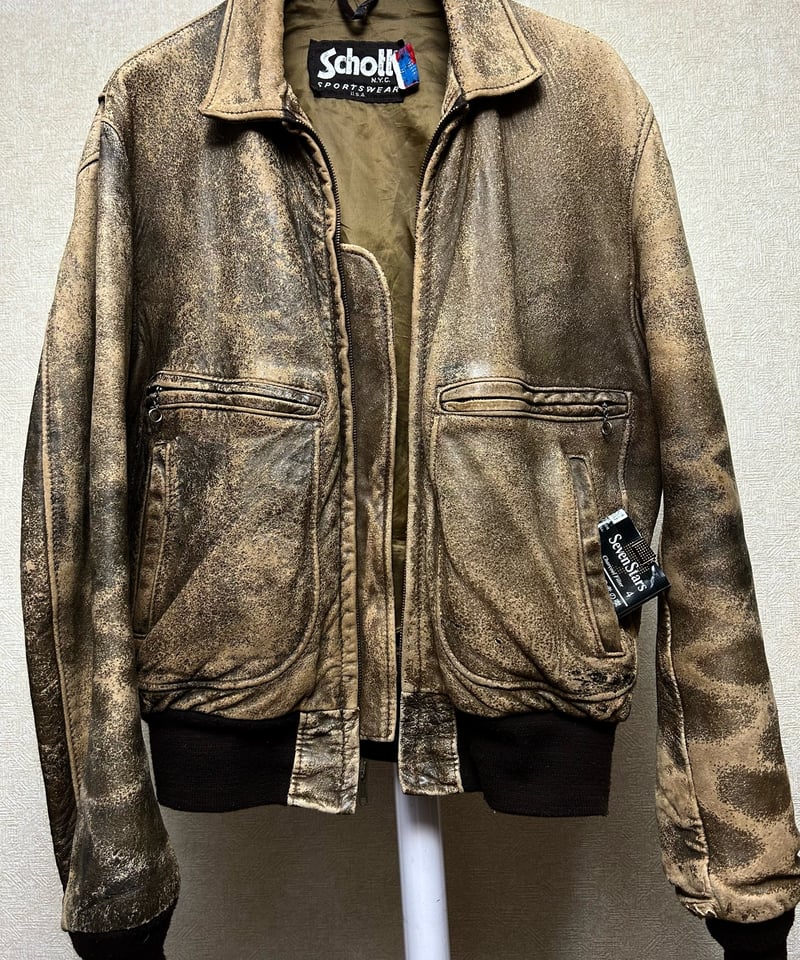 Schott 90s がたく USA製 IDEALジッパー ブラック 本革 A2 G1 