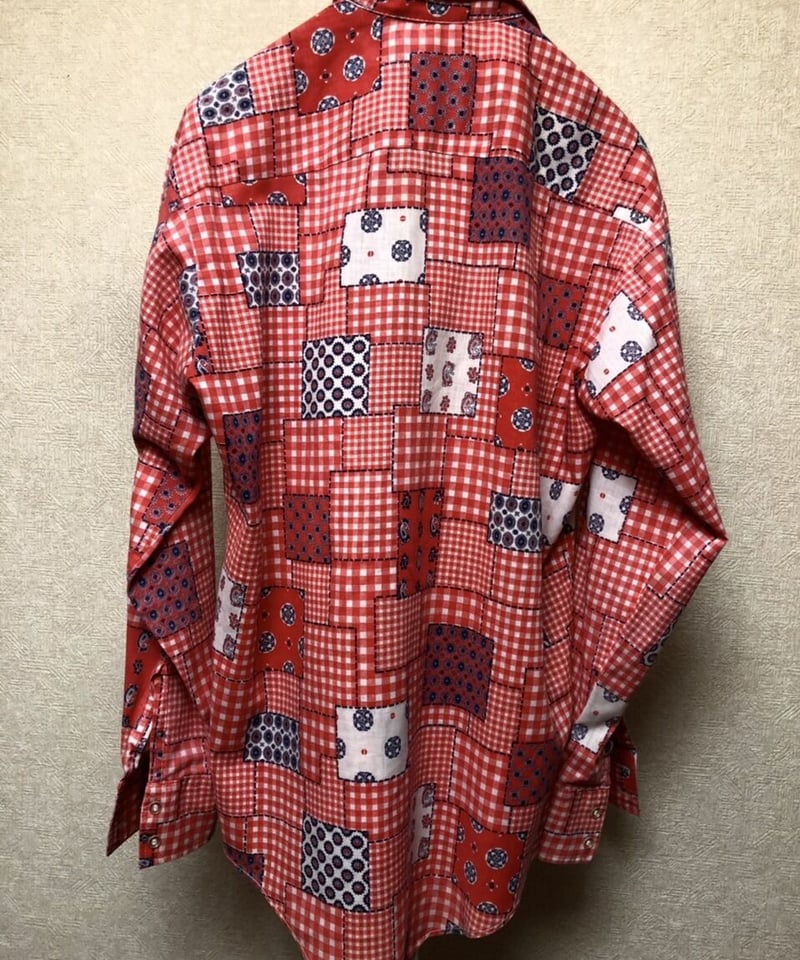 70s 　柄シャツ セブンティーズ総柄シャツシリーズ②〉70年代後期ポリエステル