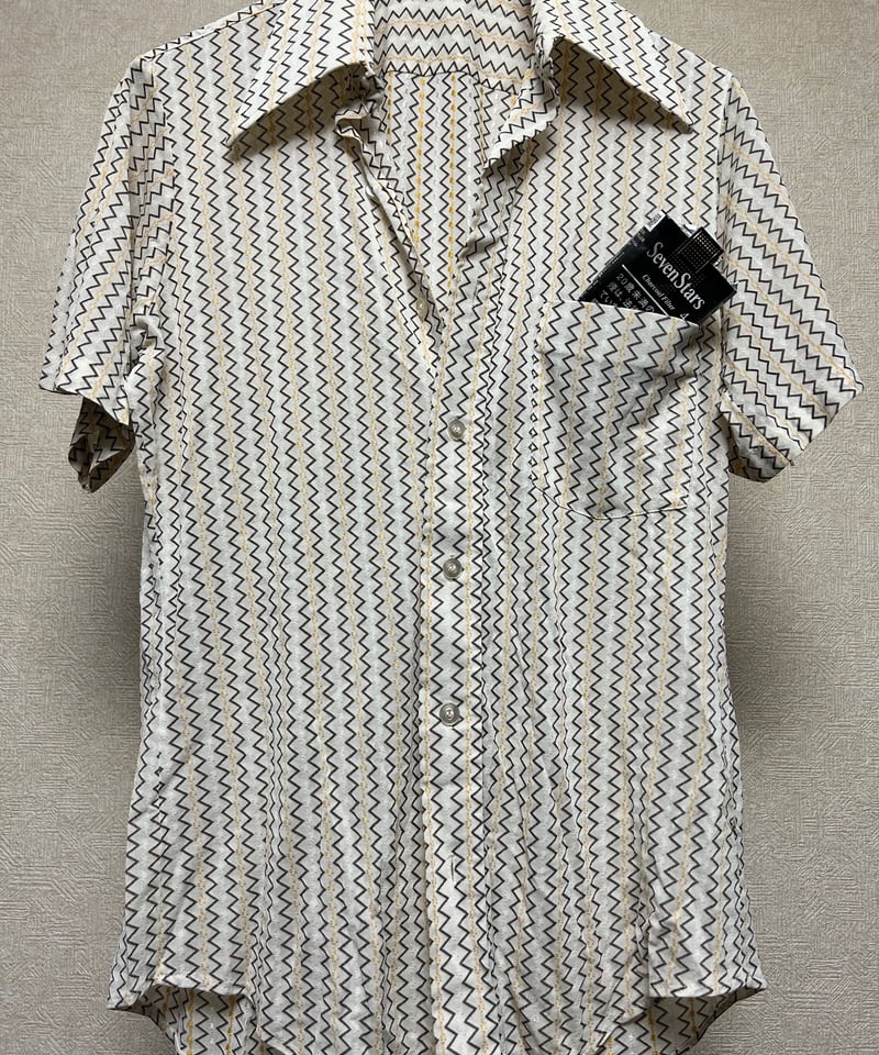 オールドセブンティーズ〉70年代Unknownストレッチポリエステル総柄