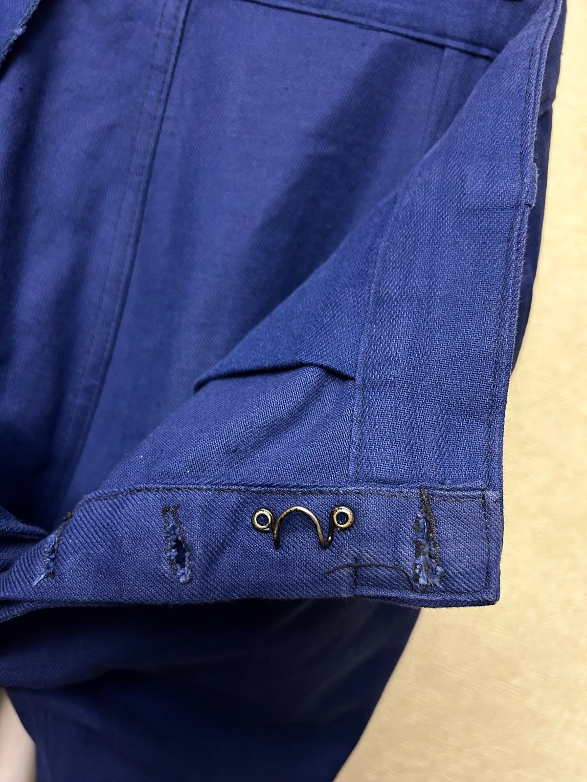60-70,s FRANCE製ワークパンツ〉60-70,s希少フロントホックナス紺