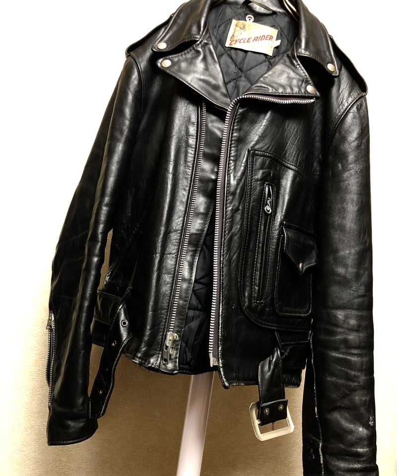 希少一点物 ビックシルエット レザータグ フェードブラウンUSA製 極太 ショット ワンスター ニューネイキッド ブラック Schott ONE