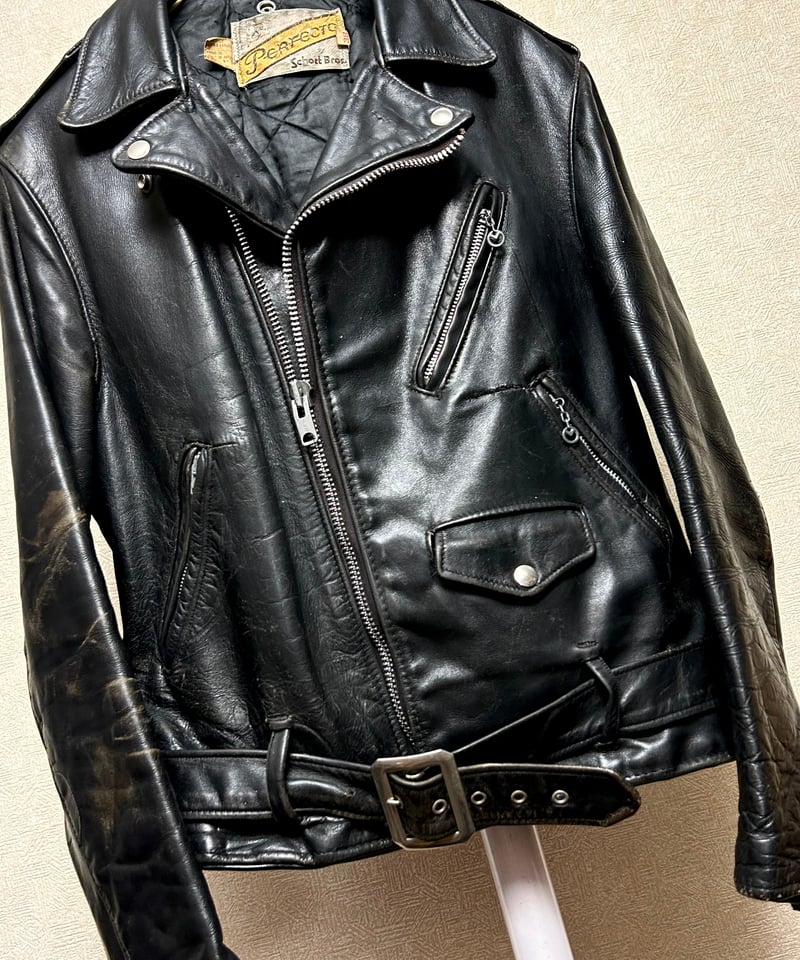 【希少】70's初期 Schott bros ダブルライダース 古着 70s Schott Bros 「Perfecto」 613 1スター パデッド 本革 レザー