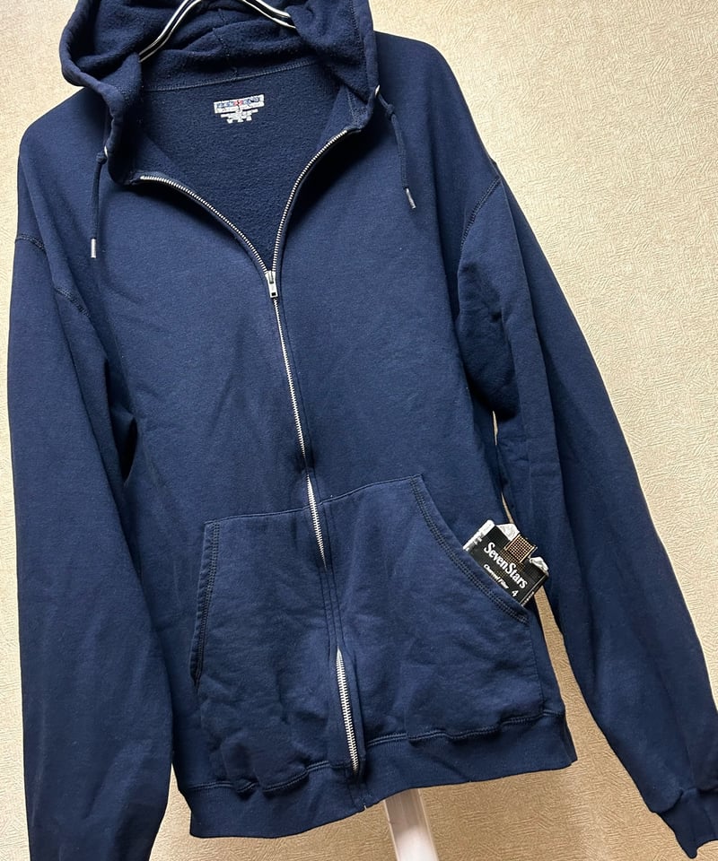 90s cal カレッジ パーカー ジップアップ 古着 IDEAL ネイビー クラバーストリートナインティーズIDEALジッパー〉90年代JERZEES