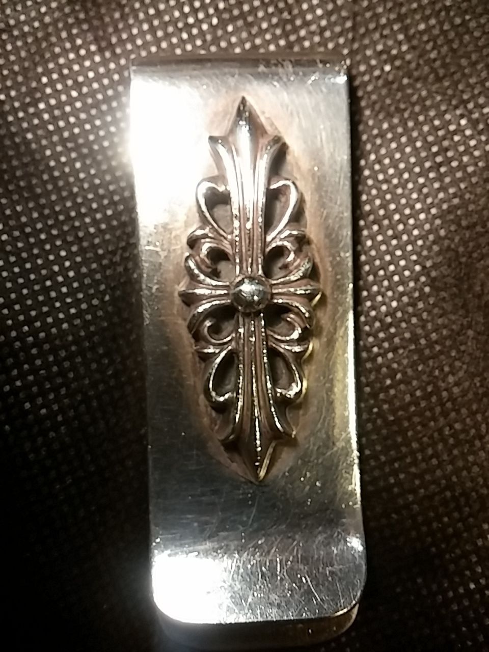 〈帝王クロムハーツ希少ラージマネークリップ直営店インボイス〉Chrome Hearts LARGE MONEY CLIP  FLORALCROSS大阪心斎橋直営店2012ギャランティースペシャルプライス