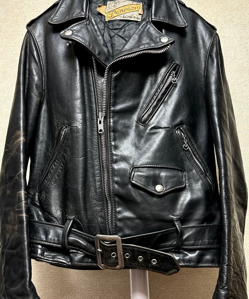 牛タグ前期Schott Bros希少ワンスターR&R茶芯ライダース〉70,s U.S.A.製