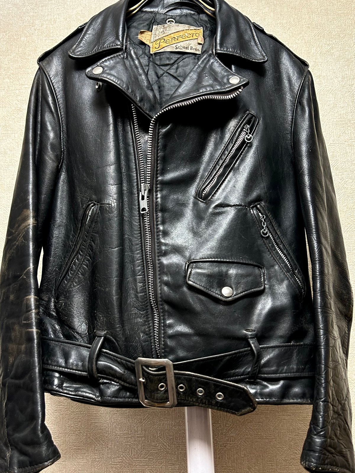 牛タグ前期Schott Bros希少ワンスターR&R茶芯ライダース〉70,s U.S.A.製