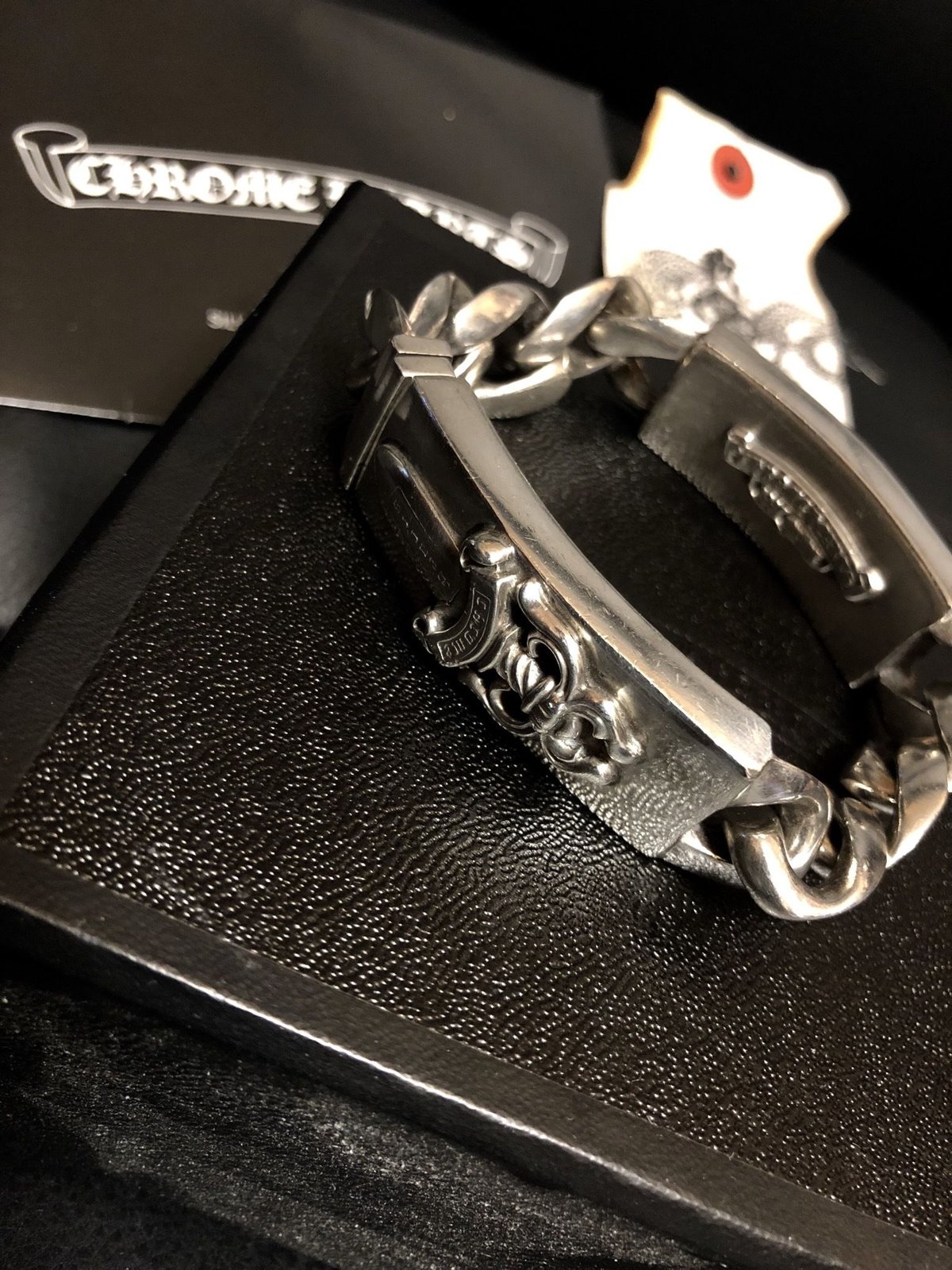 【ENFP】シルバー925 ダブルIDブレス クロムハーツ ダブルID フローラル 偽物ダガー オールドシルバー