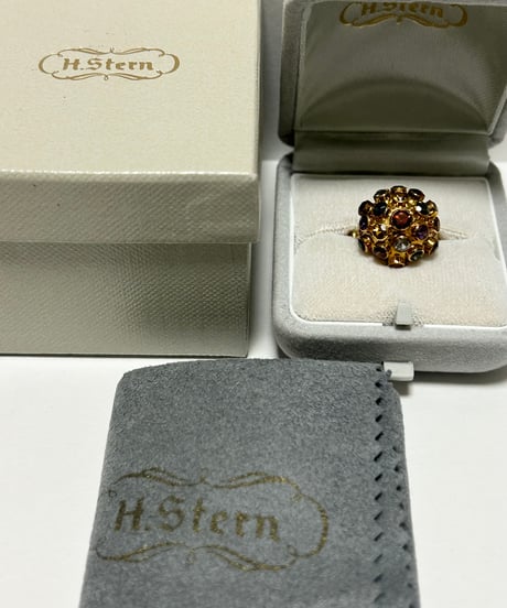 〈ハリウッドセレブ御用達老舗H.Sternゴールドジュエリー〉伝統ジュエリーブランドH.Sternオールド90,s海外750(K18)刻印ゴールドリング11号BOX付きフルセット美品