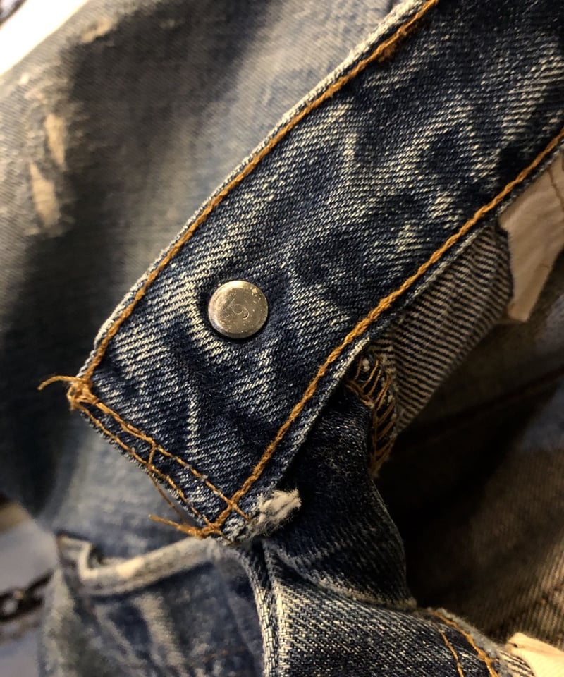 ボタン裏8 トゲトゲし リーバイス 505 66後期 芸術的色落ち グランジ 