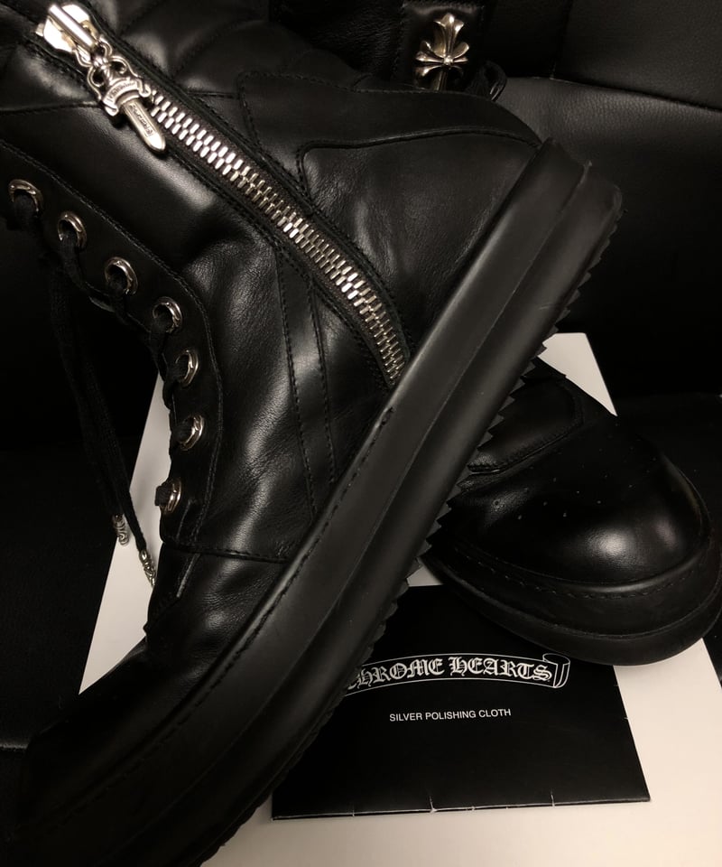 帝王クロムハーツ超人気ダブルネームスニーカー希少BLK/BLK