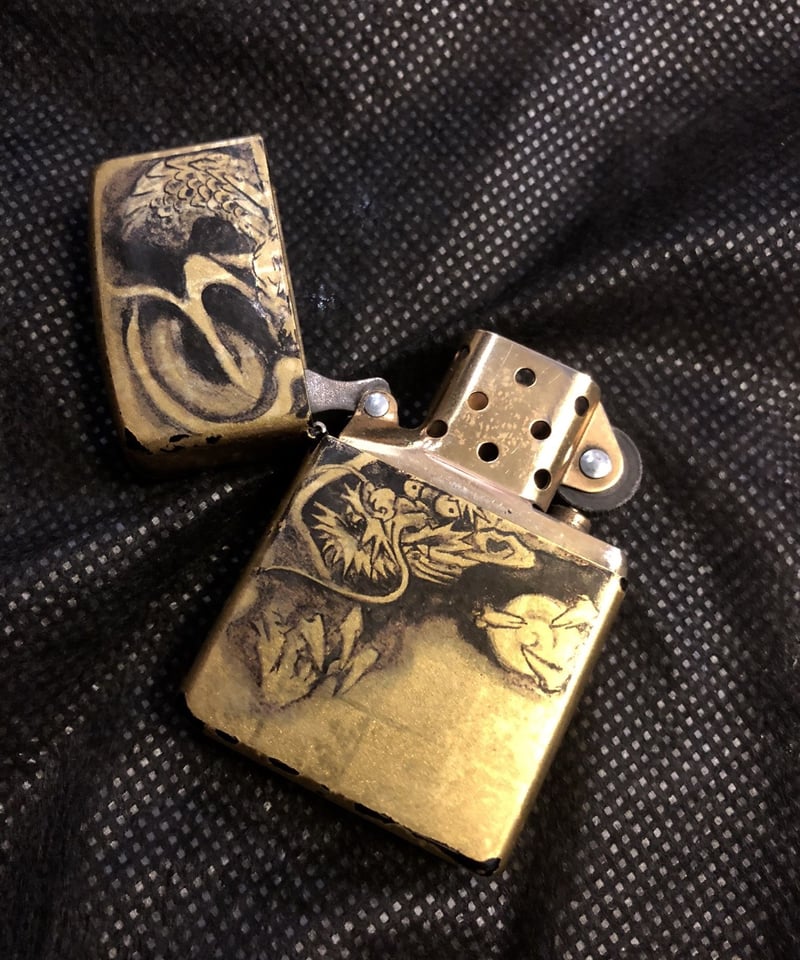 オールドリミテッドモデルZIPPO〉純金箔張り墨絵龍オールドリミテッド
