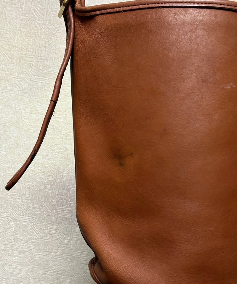 COACHショルダーバック牛本革　大きめ　キャメル オールドCOACH92年製キャメルカラー〉U.S.A.製92,sオールドCOACH