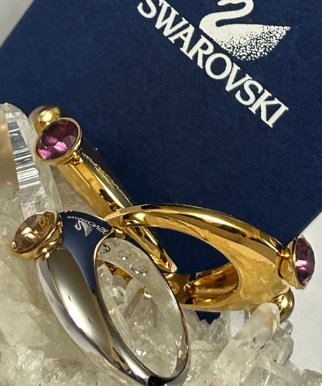 〈アーカイブSWAROVSKI JEWELRY〉 2000年代初期SWAROVSKI JEWELRYリング黄金サイズ17号3点セットBOX付きオールドランク極上美品スペシャルプライス