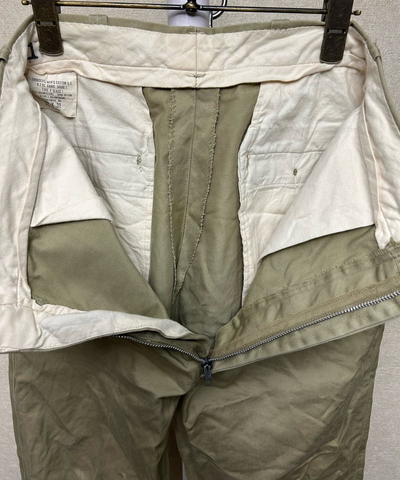 美品　米軍実物　U.S.M.C. 69年製　アルミジッパー　チノパン　w31 米軍実物U.S.M.C.69年製アルミジッパーチノトラウザーズ〉米軍実物海