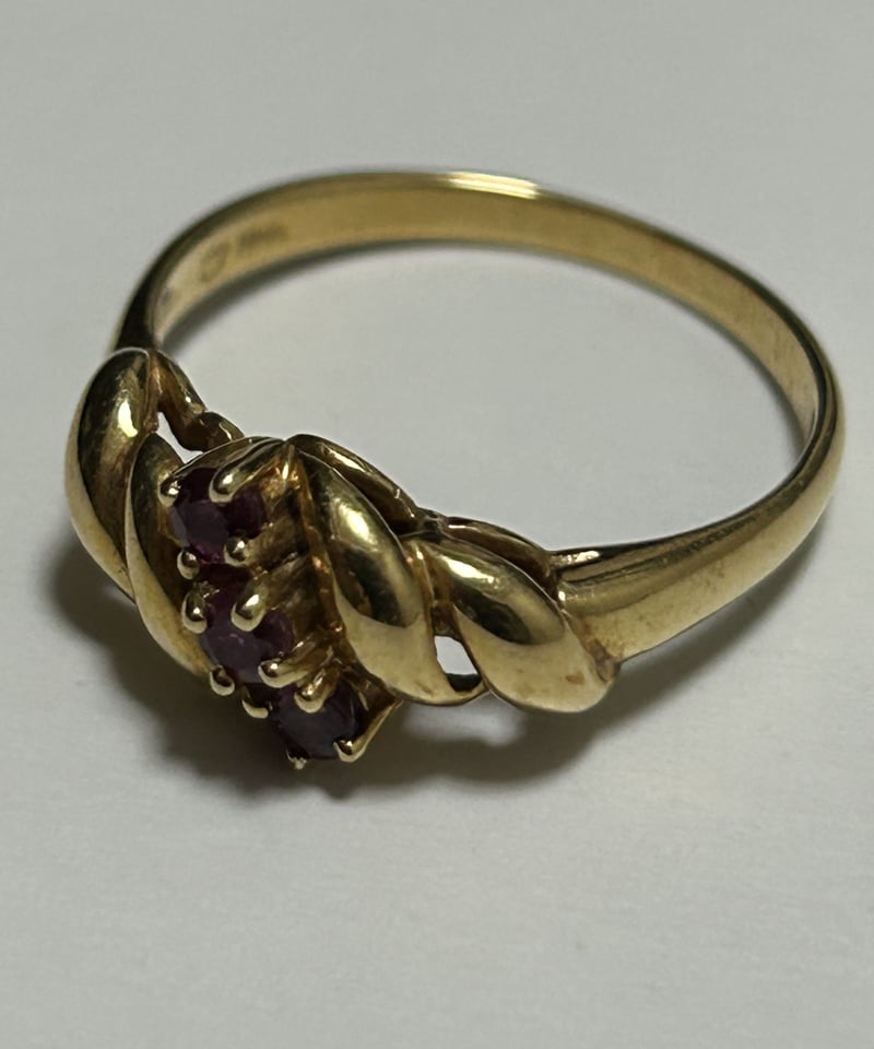 90年代K14ゴールドジュエリールビーリング〉90年代K14(海外製18K刻印