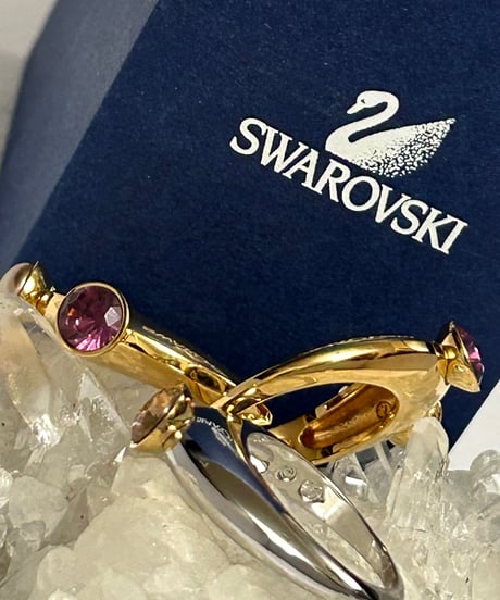 〈アーカイブSWAROVSKI JEWELRY〉 2000年代初期SWAROVSKI JEWELRYリング黄金サイズ17号3点セットBOX付きオールドランク極上美品スペシャルプライス