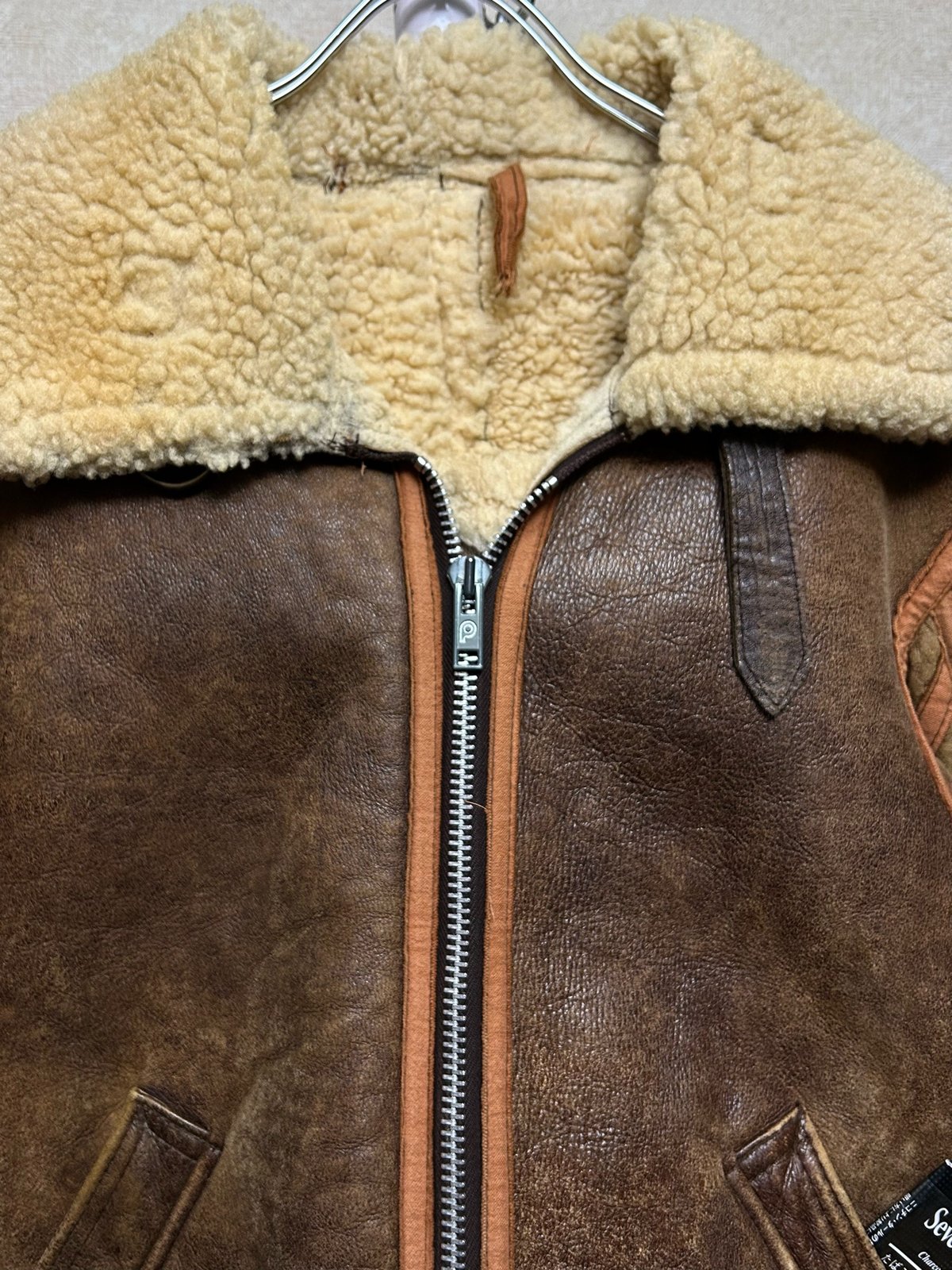 90年代フライトジャケットSwinger☆レザージャケット羊革衿ムートン