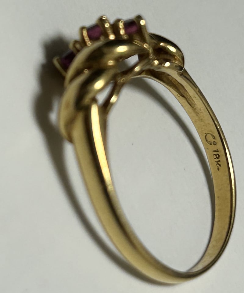ルビー ゴールドリング 90年代K14ゴールドジュエリールビーリング〉90年代K14(海外製18K刻印