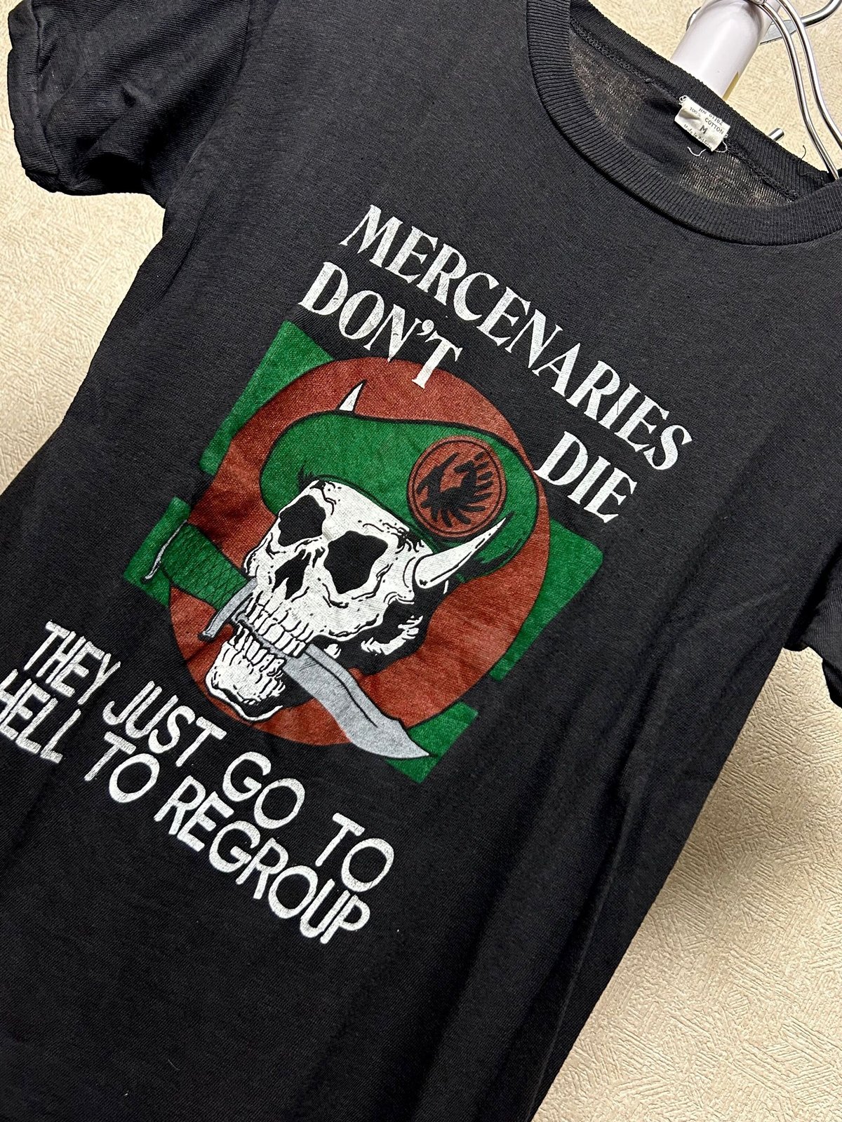 〈リアルエイティーズヴィンテージ希少パキ綿Tee①〉80年代希少パキスタンコットン SKULL SOLDIER  Tee黄金サイズヴィンテージ美品スペシャルプライス