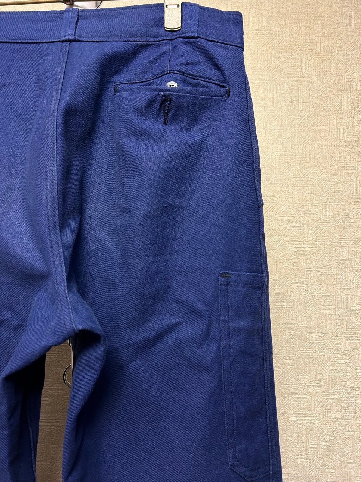 60-70,s FRANCE製ワークパンツ〉60-70,s希少フロントホックナス紺