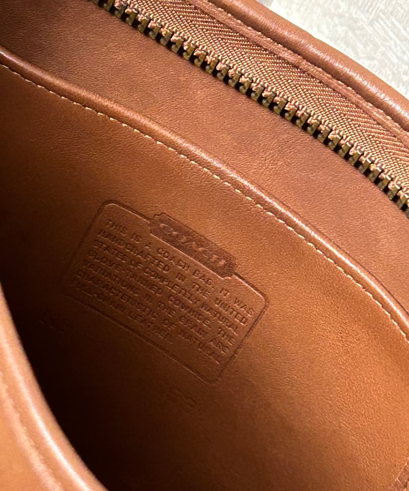COACHショルダーバック牛本革　大きめ　キャメル オールドCOACH92年製キャメルカラー〉U.S.A.製92,sオールドCOACH