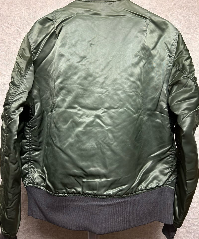 USA製 vintage ma-1 ジャケット L シルバー idealジップ U.S.A.製期ALPHA社IDEALジッパーMA-1ヴィンテージ年代極上美品M