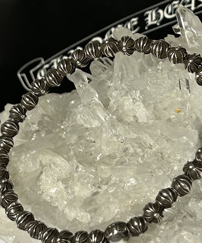 帝王クロムハーツ希少モデル豪華版オールシルバービーズブレスレット