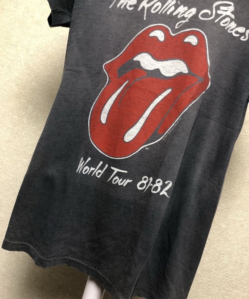美品　ローリングストーンズ Tシャツ　ビンテージ　82 シングルステッチ リアルエイティーズROCK Tee〉The Rolling Stonesワールドツアー