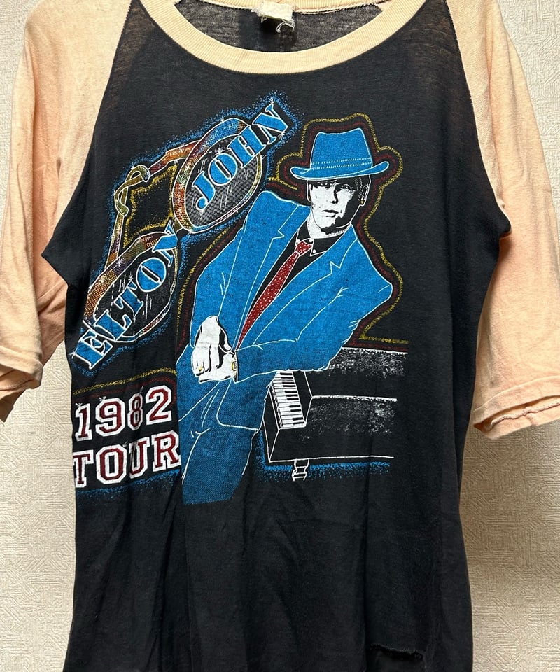 80,s U.S.A.製希少プリントレアヴィンテージラグランバンTee〉80年代