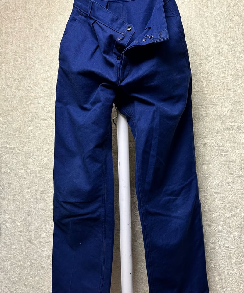 【フレンチ】希少品❗️ビンテージワークパンツ 60-70,s FRANCE製ワークパンツ〉60-70,s希少フロントホックナス