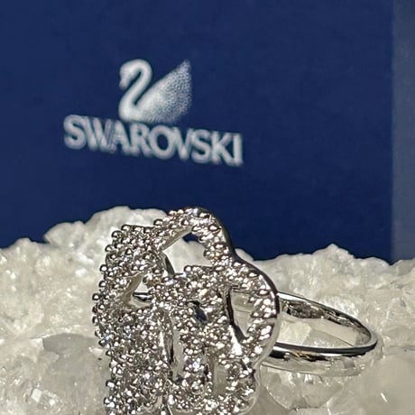 美品 Swarovski リング 2連 クリスタル ラインストーン 11号 スワロフスキー クリスタル-#2058 4-ラインストーン