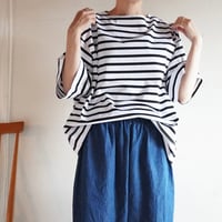 ビッグTシャツ(ボーダー)［白×黒］