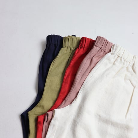 SALE 起毛リネンストレートパンツ［白］