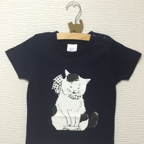 猫舞伎キッズTシャツ　ネイビー