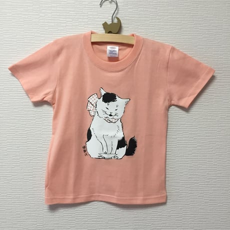猫舞伎キッズTシャツ　アプリコット