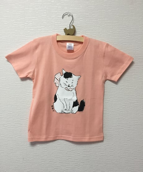 猫舞伎キッズTシャツ　アプリコット