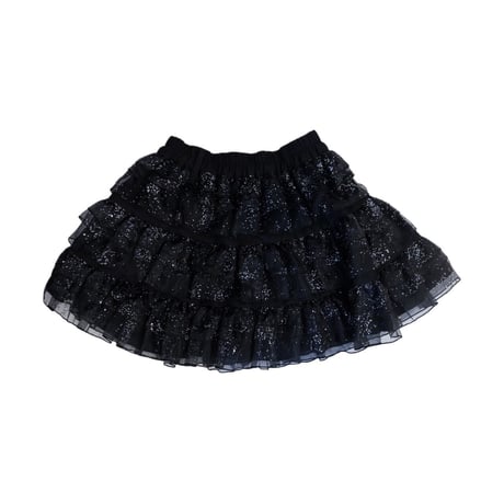 HOLOGRAM ORGANDIE TIERED MINI SKIRT