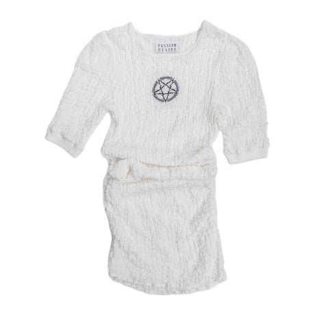 PUFF SHOULDER BUMPY SHORT SLEEVE DRESS