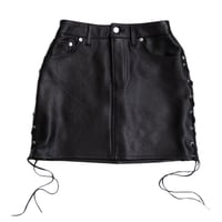 SIDE LACEUP LEATHER MINI SKIRT