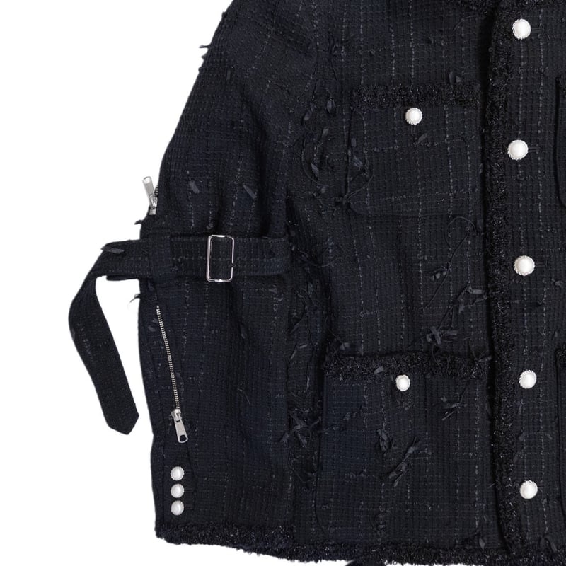 MIXED RIBBON TWEED NO COLLAR BONDAGE JKT | el c