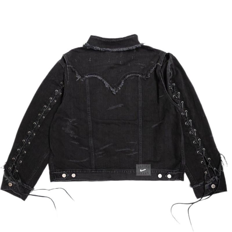 LACEUP SLEEVE DISTRESSED JEAN JKT(GRAY) | el co