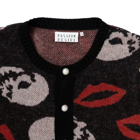 MOHAIR CREWNECK CARDIGAN 'LIPS