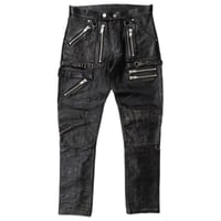 x blackmeans DISTRESSED LEATHER ZIP TROUSERS